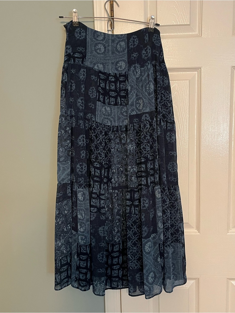 Ralph Lauren Navy Patchwork Maxi Skirt